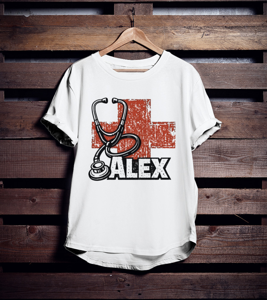 Alex Stethoscope Red Cross ICU Nurse T-Shirt