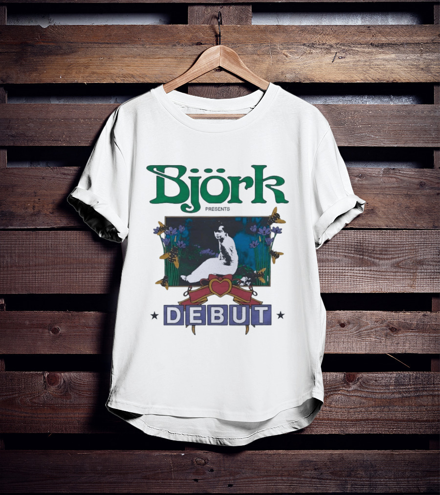 Björk Presents Debut Album Cover Art With Vintage Floral Frame T-Shirt