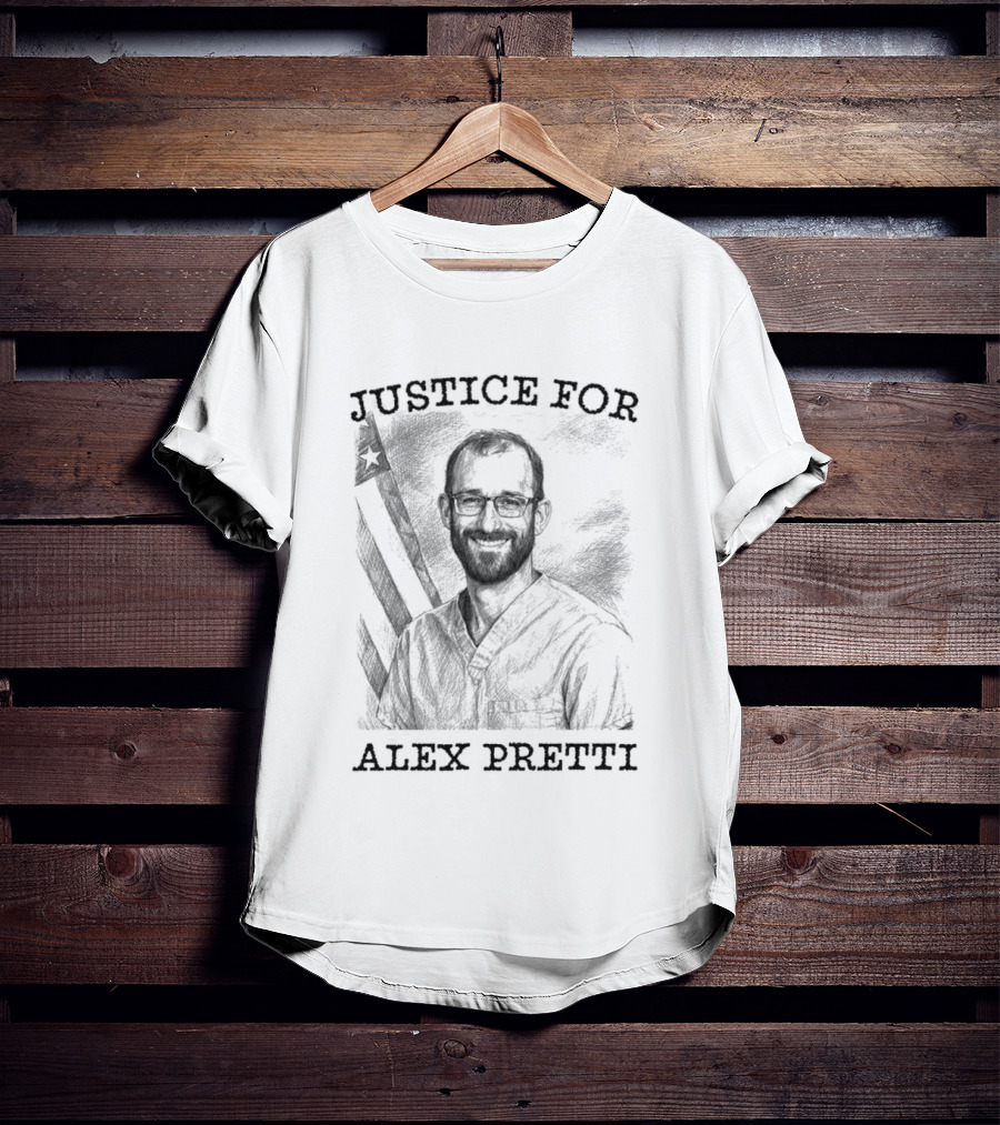 Justice For Alex Pretti Abolish ICE Protest With American Flag T-Shirt