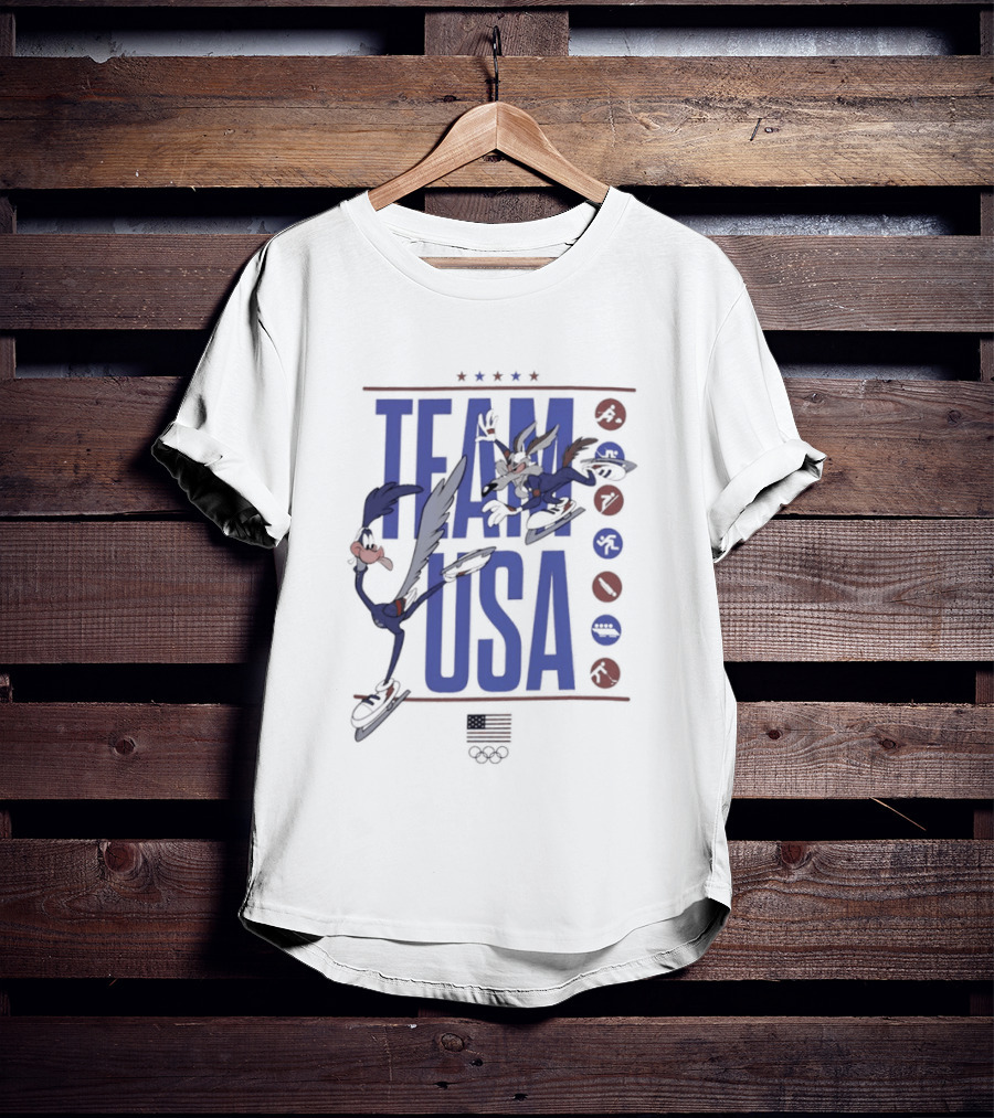 Team USA Looney Tunes Characters Ice Skating T-Shirt