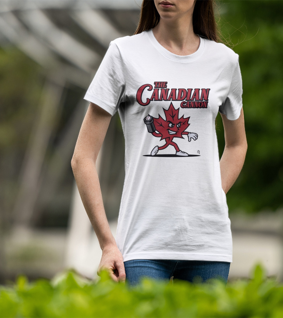 The Canadian Cannon Maple Leaf Character Baseball T-Shirt