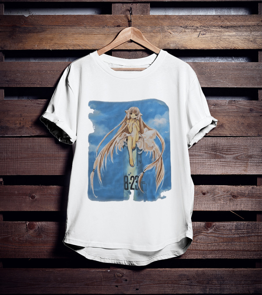 8 23 Chobits Anime Character Sitting Clouds T-Shirt