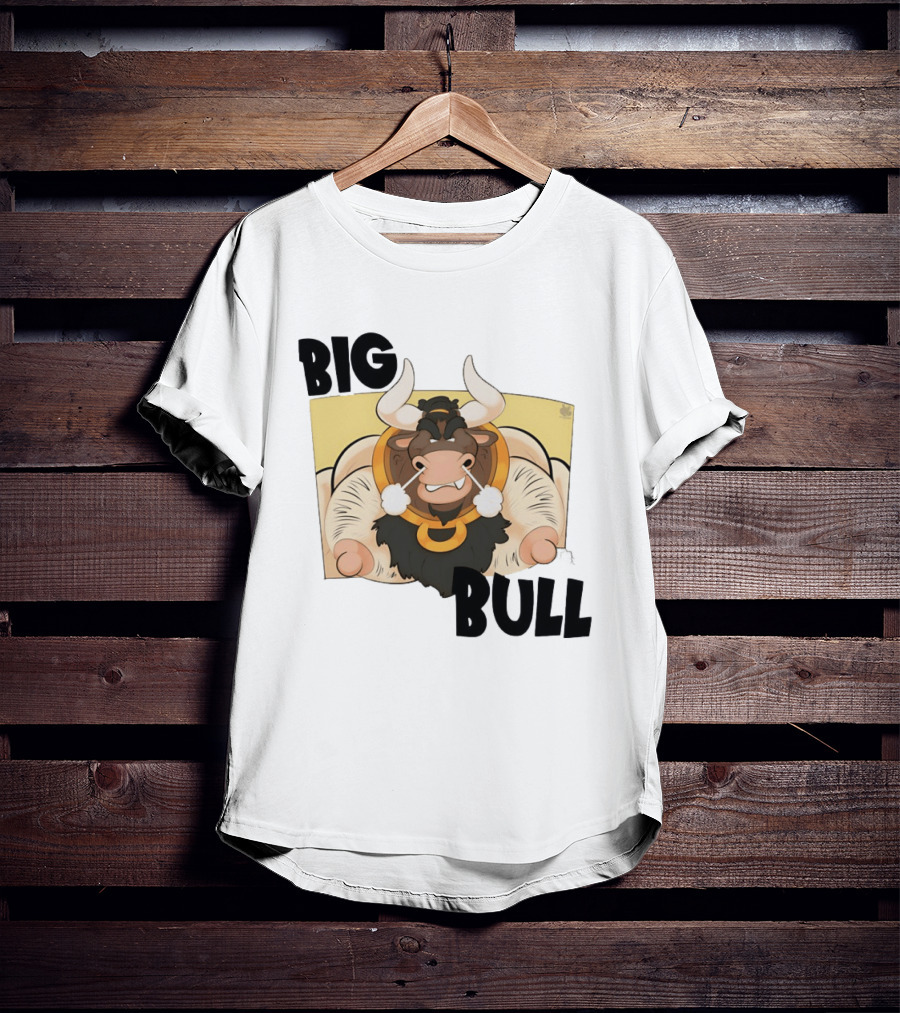 Big Bull Bara Male Minotaur Cartoon Whimsical Horned T-Shirt