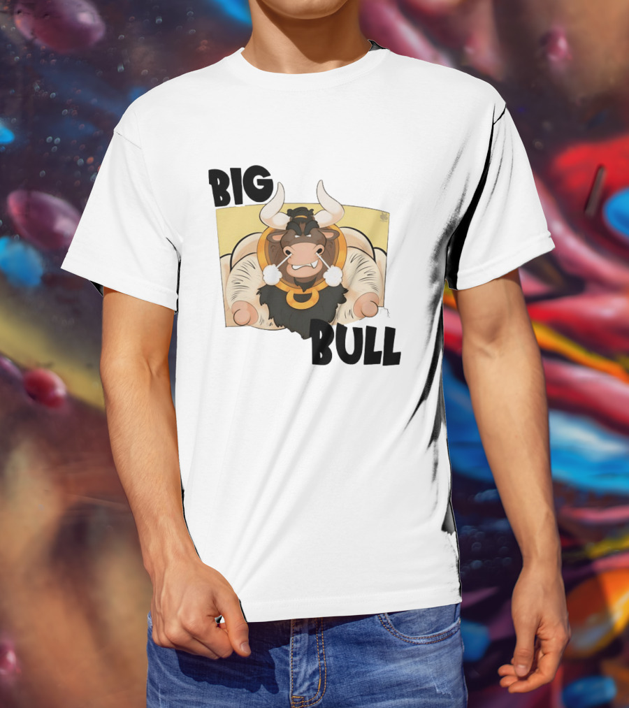 Big Bull Bara Male Minotaur Cartoon Whimsical Horned T-Shirt