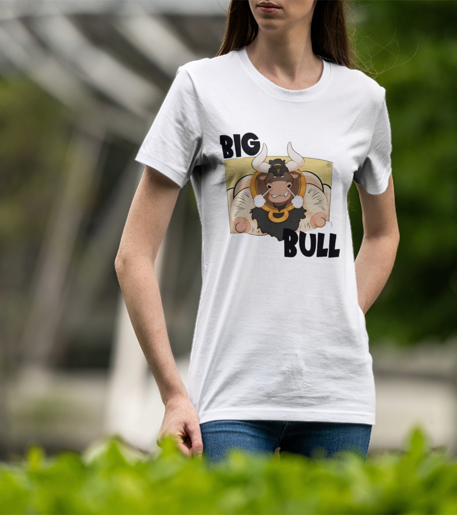 Big Bull Bara Male Minotaur Cartoon Whimsical Horned T-Shirt
