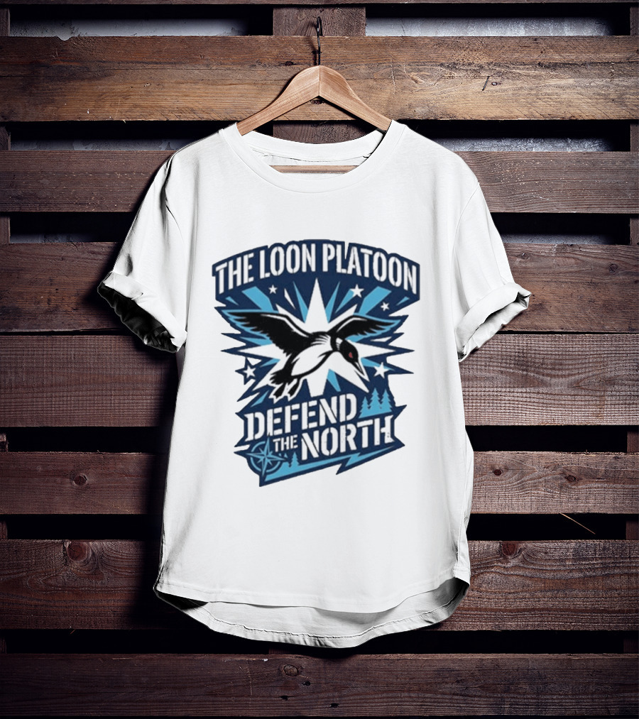 The Loon Platoon Defend The North Bold Rebel Loon Starburst Forest T-Shirt