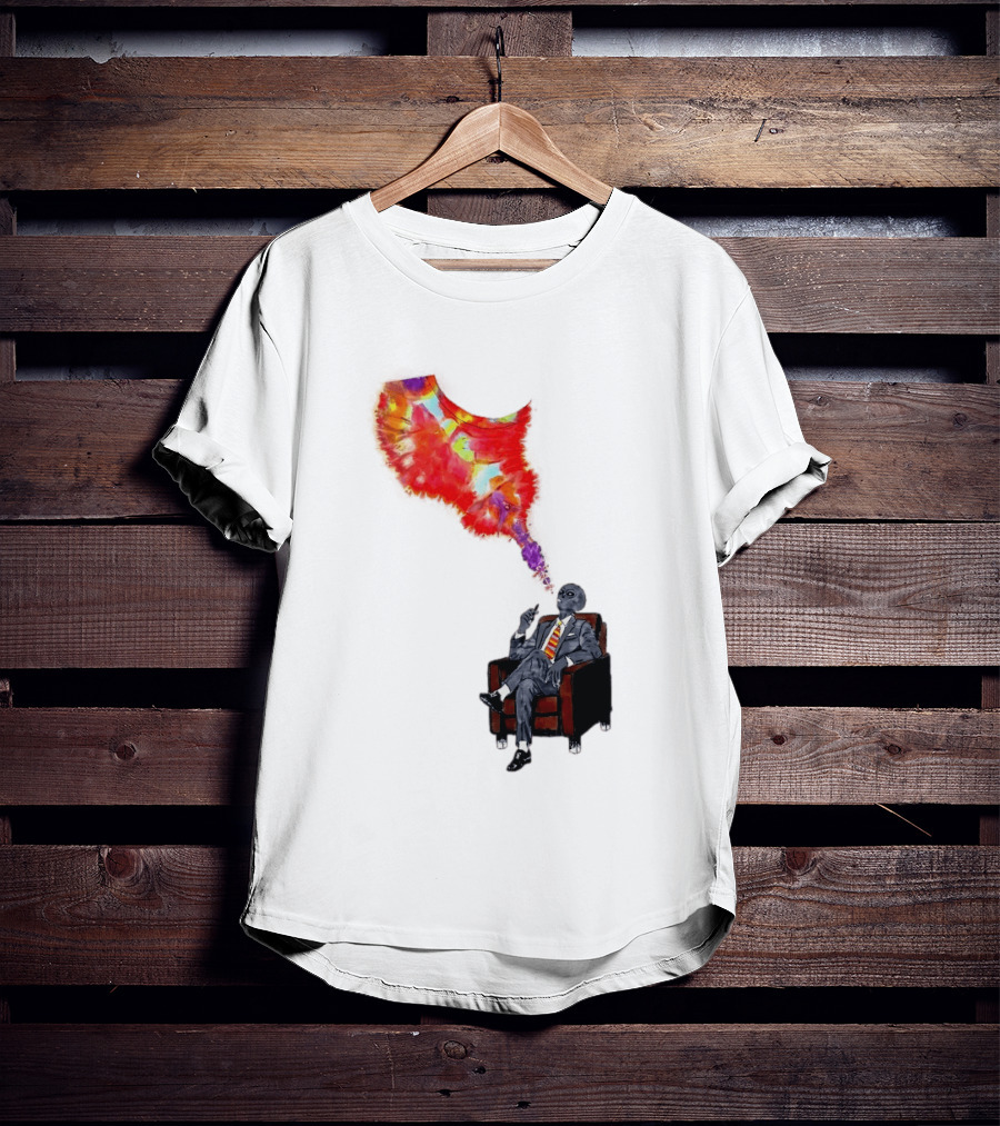 Finished Quazar Smoking Cosmic Alien In Suit With Colorful Smoke T-Shirt