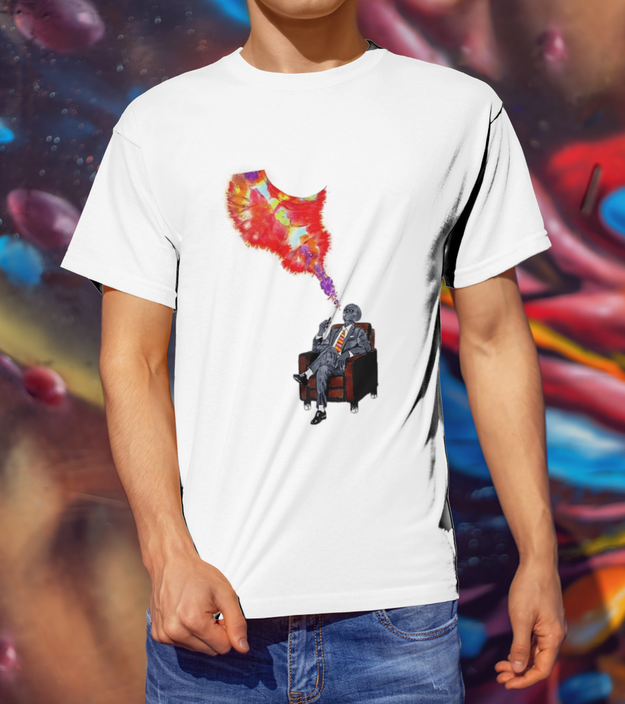 Finished Quazar Smoking Cosmic Alien In Suit With Colorful Smoke T-Shirt