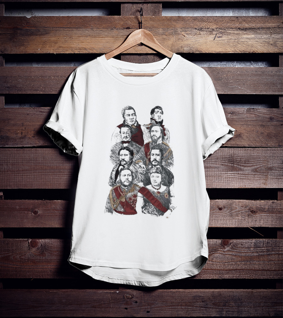 Fitted Hawaii Queen Album Cover Parody Sitting On A Throne Of Gold T-Shirt