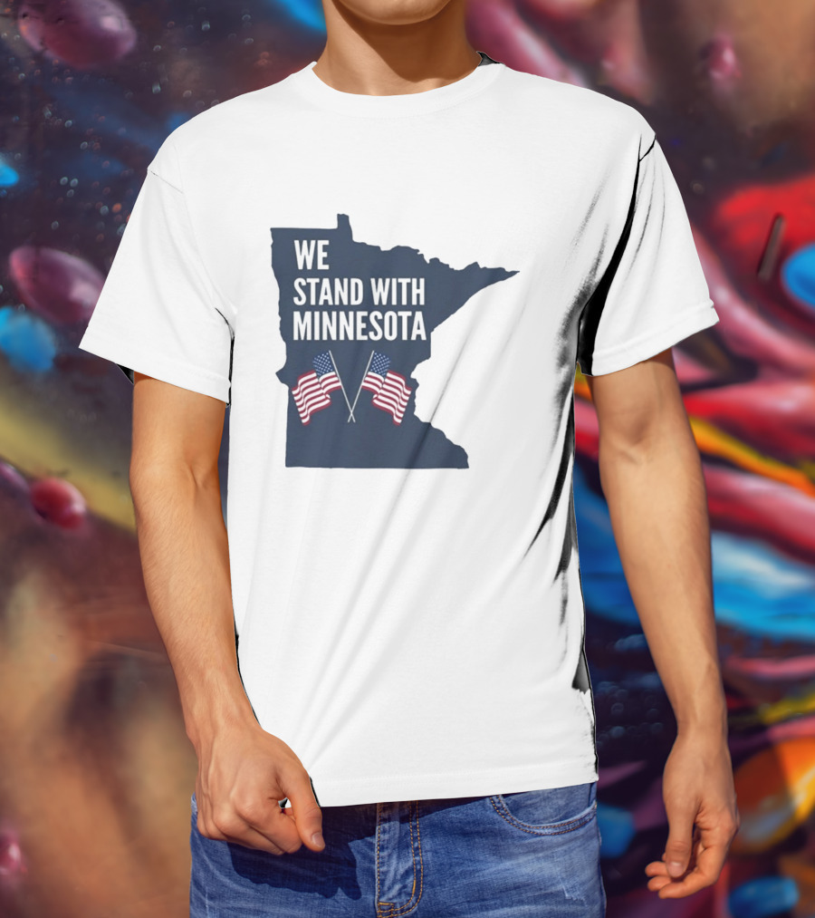 We Stand With Minnesota American Flags Solidarity T-Shirt