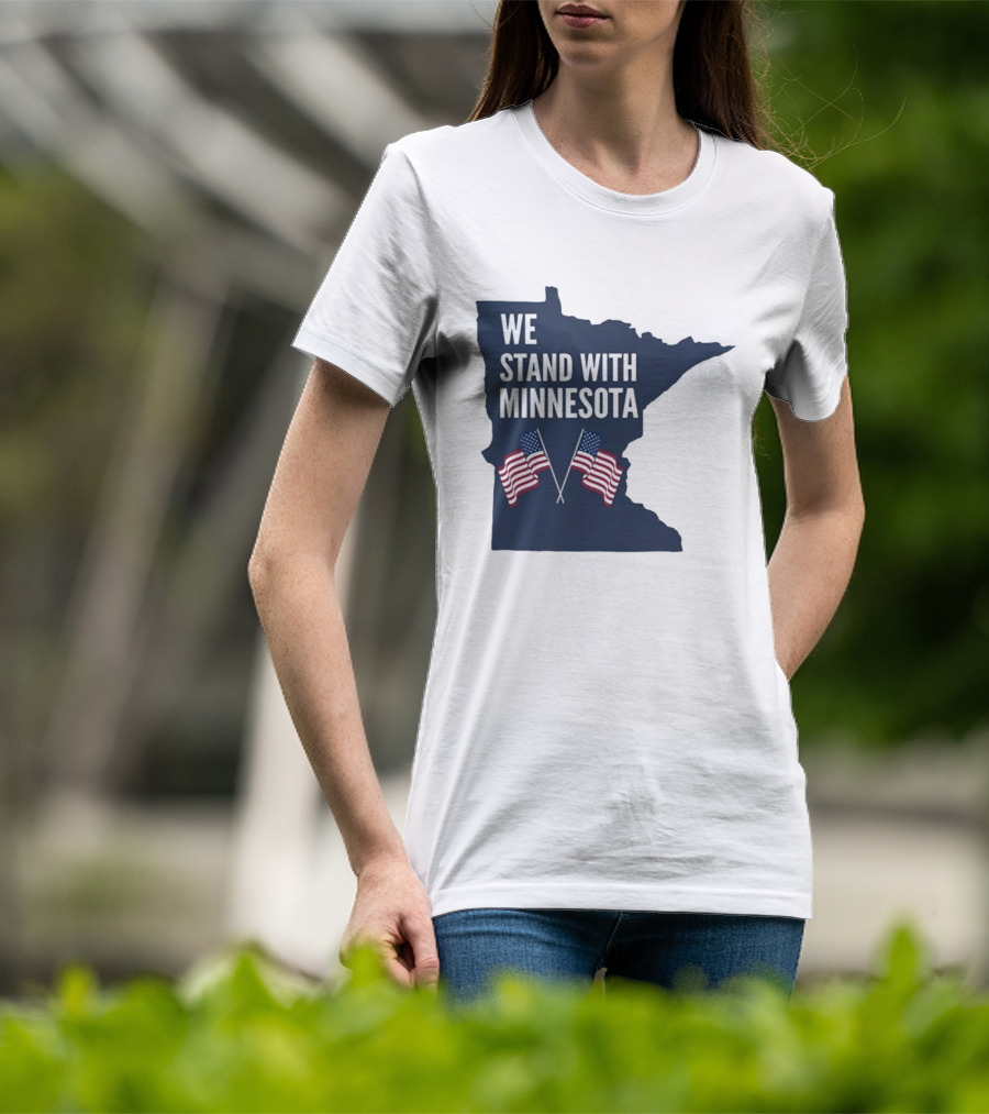 We Stand With Minnesota American Flags Solidarity T-Shirt