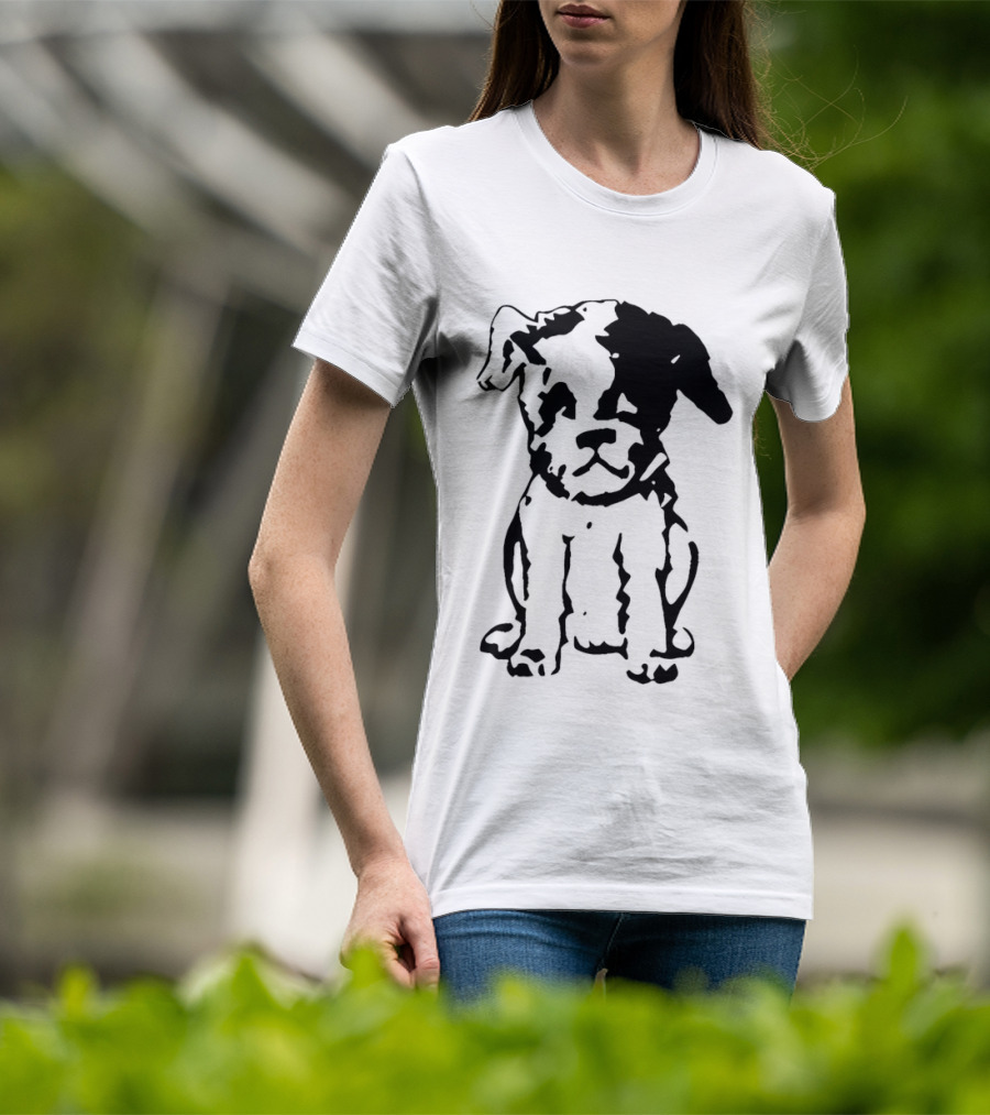 Puppy Dog Mystery Train Sketch Playful Canine T-Shirt