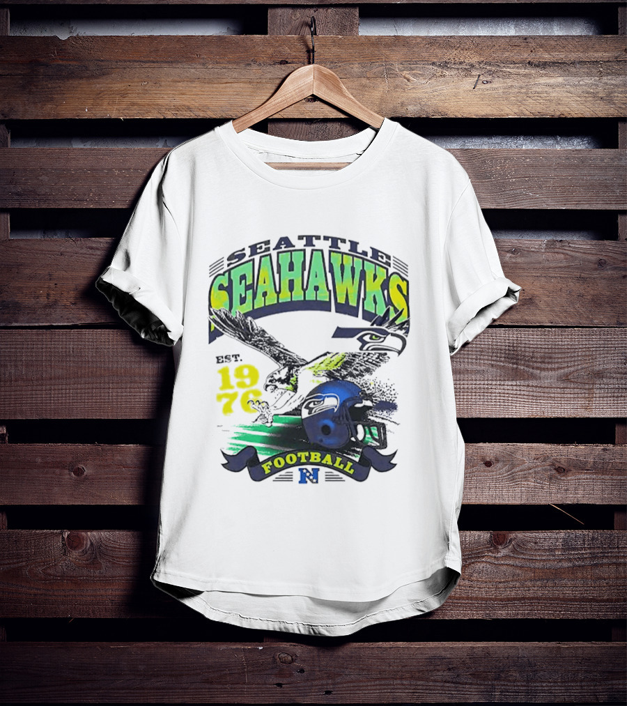Seattle Seahawks Est. 1976 Football Puget Sound Champs Retro Helmet And Hawk T-Shirt