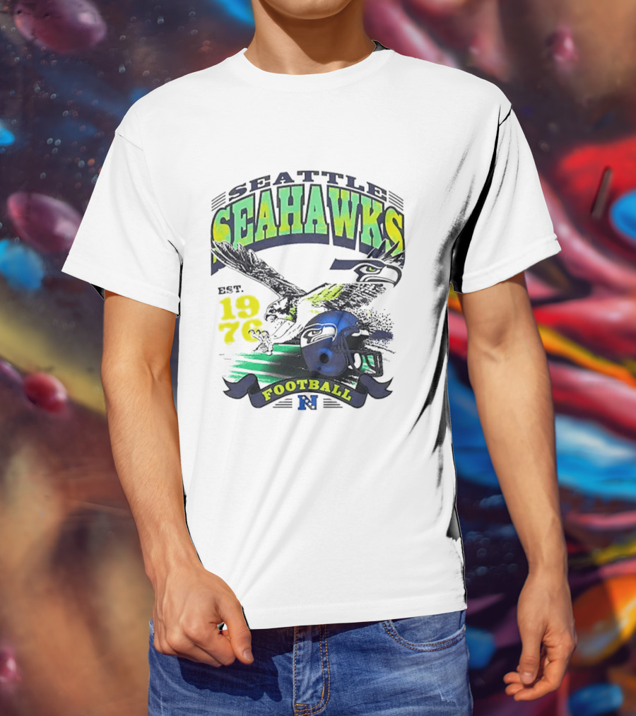 Seattle Seahawks Est. 1976 Football Puget Sound Champs Retro Helmet And Hawk T-Shirt