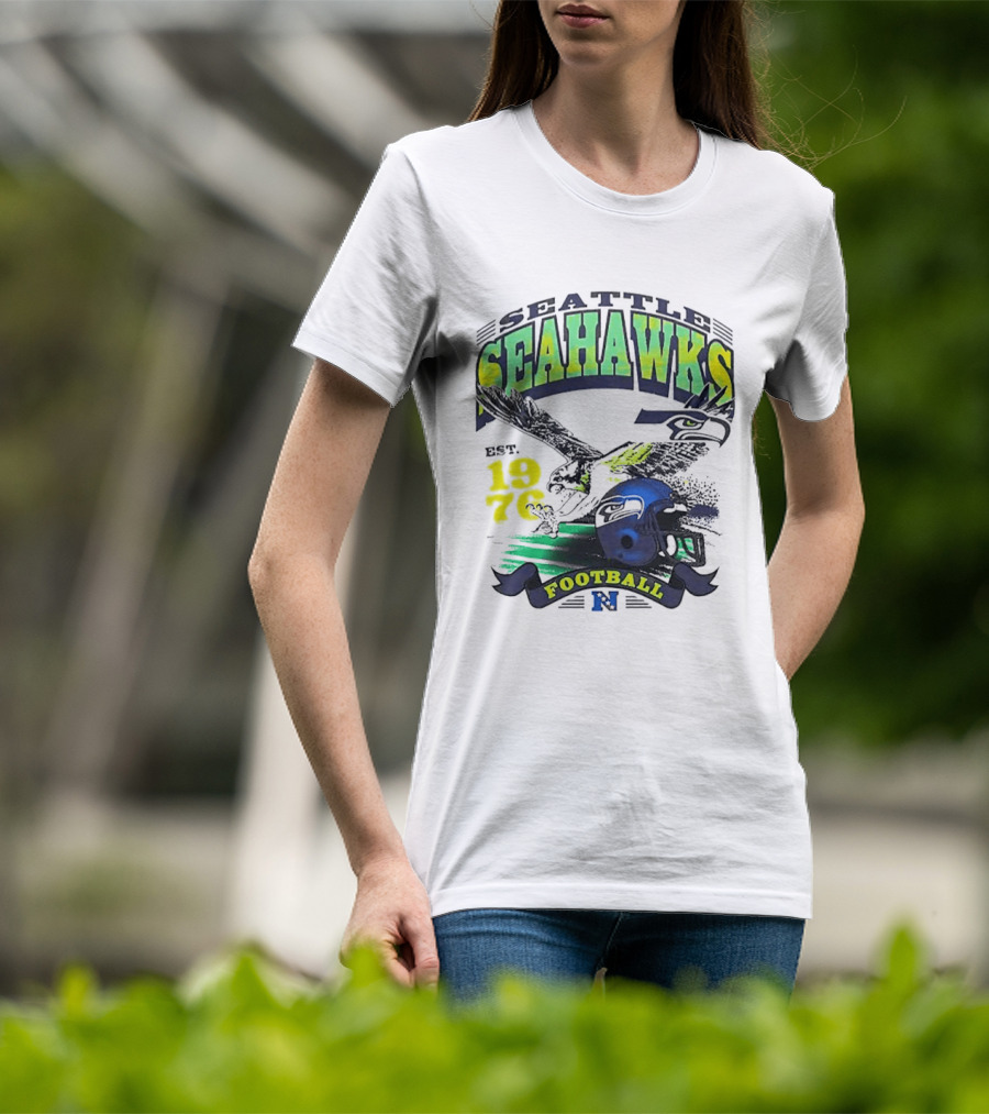 Seattle Seahawks Est. 1976 Football Puget Sound Champs Retro Helmet And Hawk T-Shirt