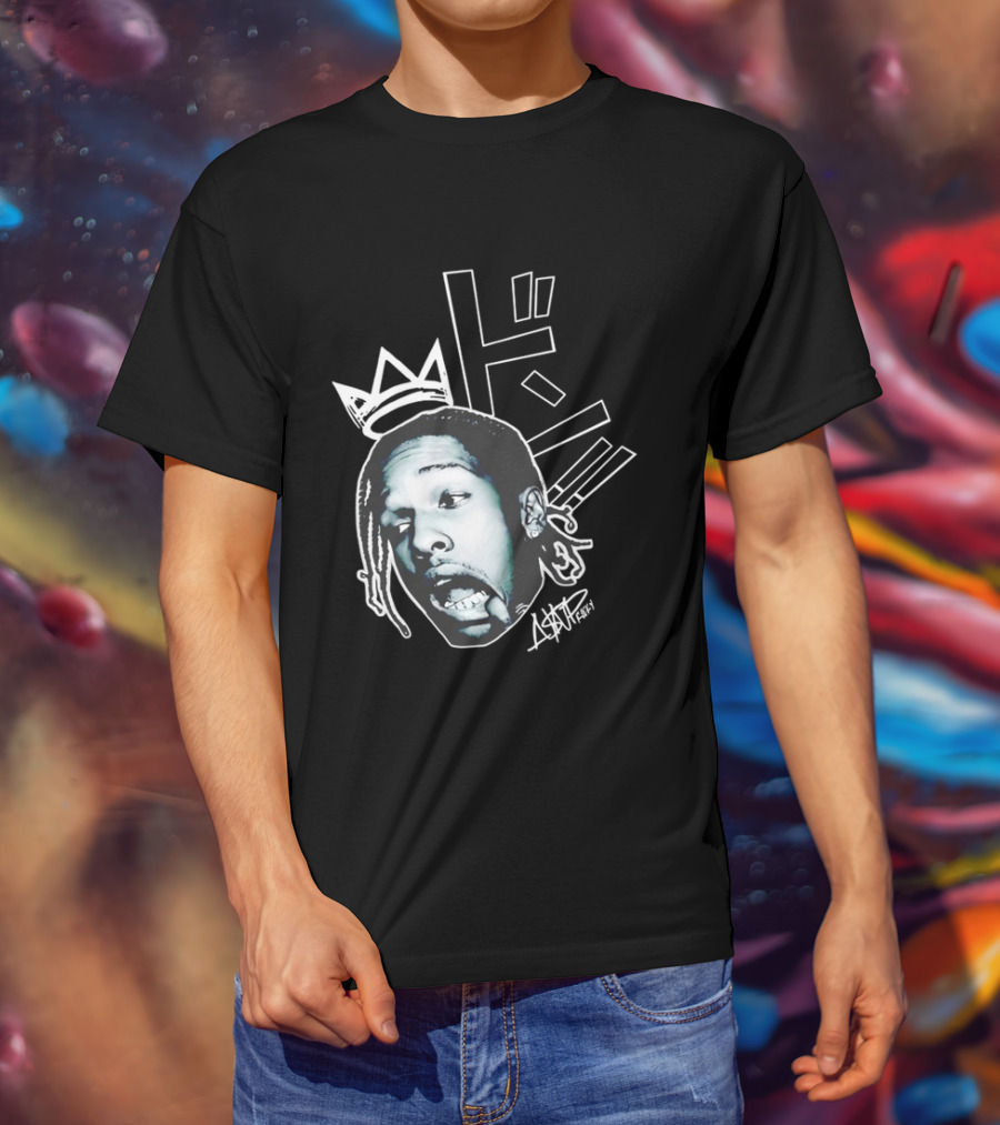 ASAP Rocky VI Big Head Crown Graphic Japan Text Signature T-Shirt