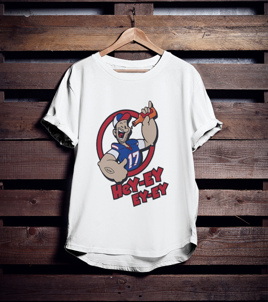 Hey Ey Ey Ey Josh Allen Illustrated Strong Finish Buffalo Bills T-Shirt