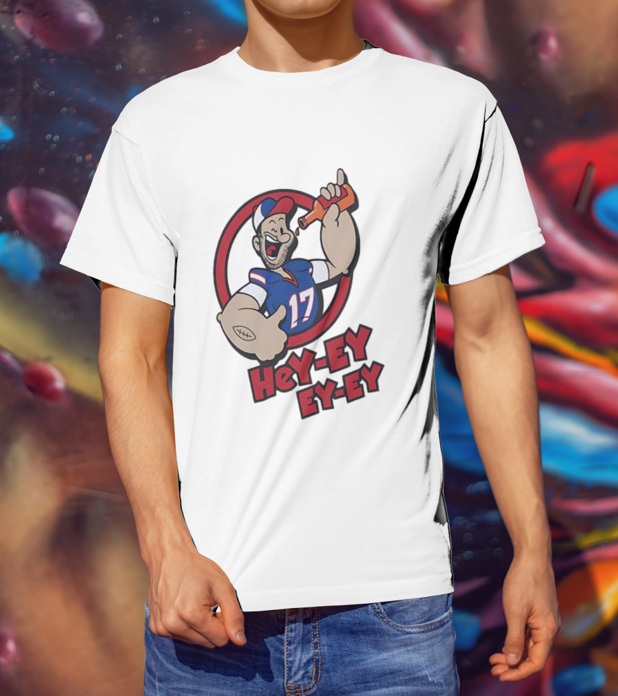 Hey Ey Ey Ey Josh Allen Illustrated Strong Finish Buffalo Bills T-Shirt