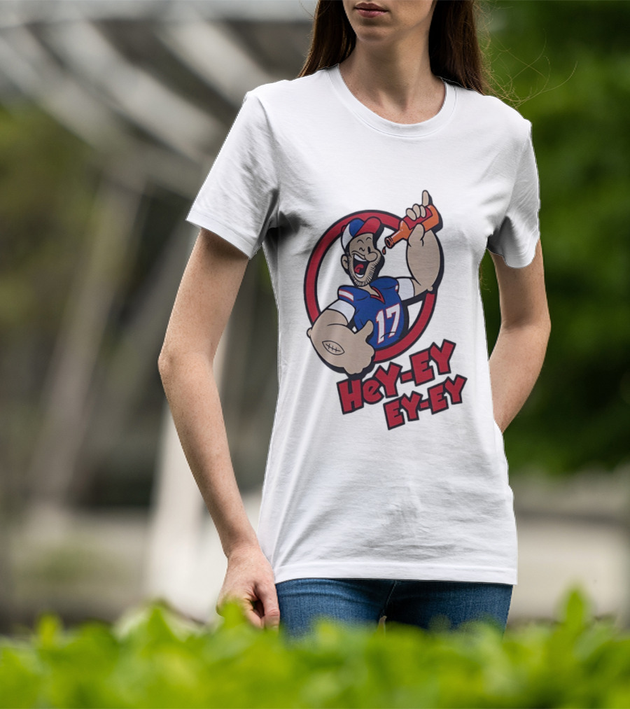 Hey Ey Ey Ey Josh Allen Illustrated Strong Finish Buffalo Bills T-Shirt