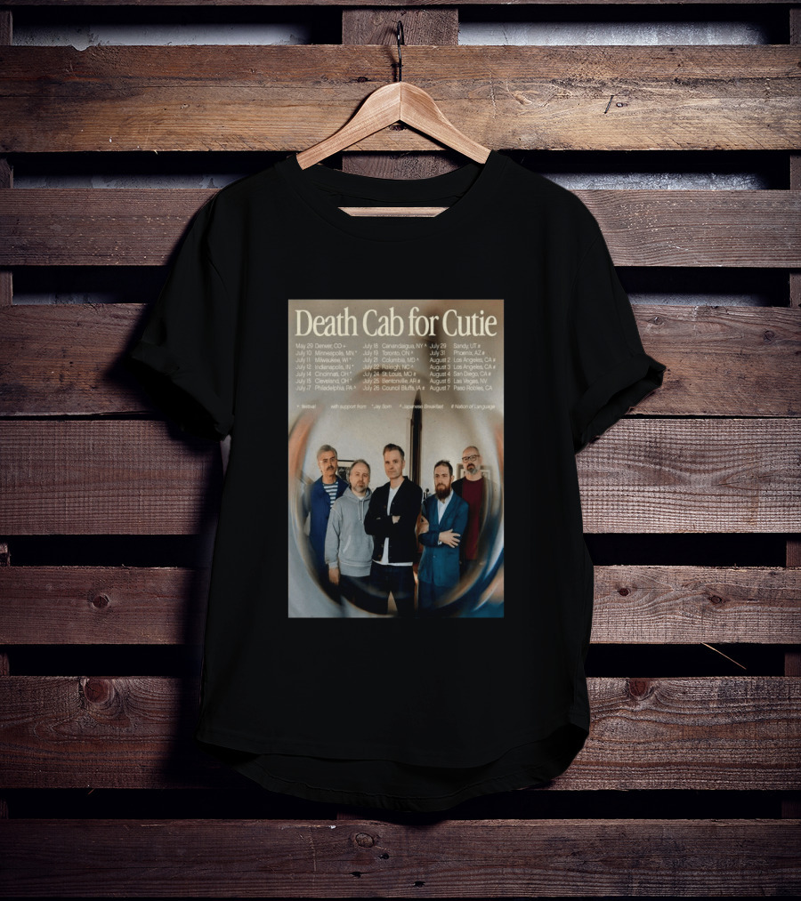 Death Cab For Cutie 2026 North America Tour Dates With Japanese Breakfast Jay Som Nation Of Language T-Shirt