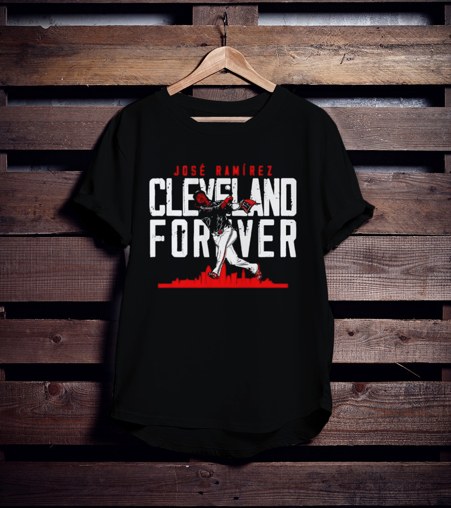 José Ramírez Cleveland Forever Baseball Skyline T-Shirt