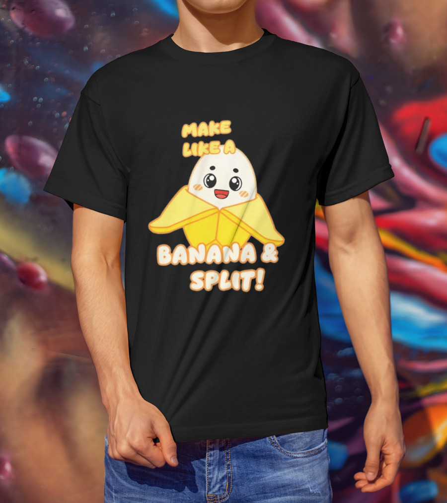 LankyBox Banany Make Like A Banana And Split Cute Cartoon T-Shirt