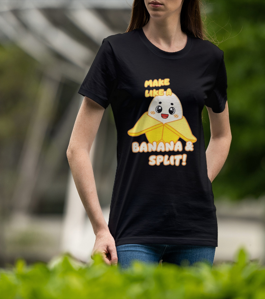 LankyBox Banany Make Like A Banana And Split Cute Cartoon T-Shirt
