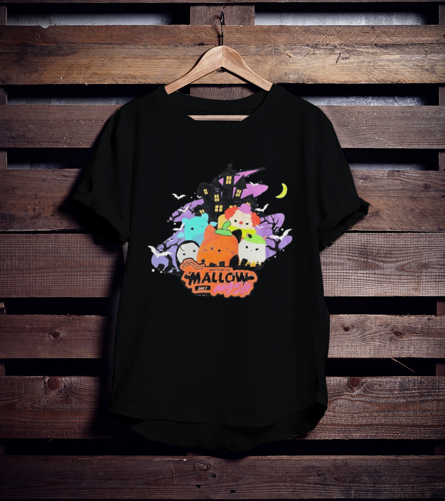 Month Of The Mallow Mash Halloween Haunted House Cats T-Shirt