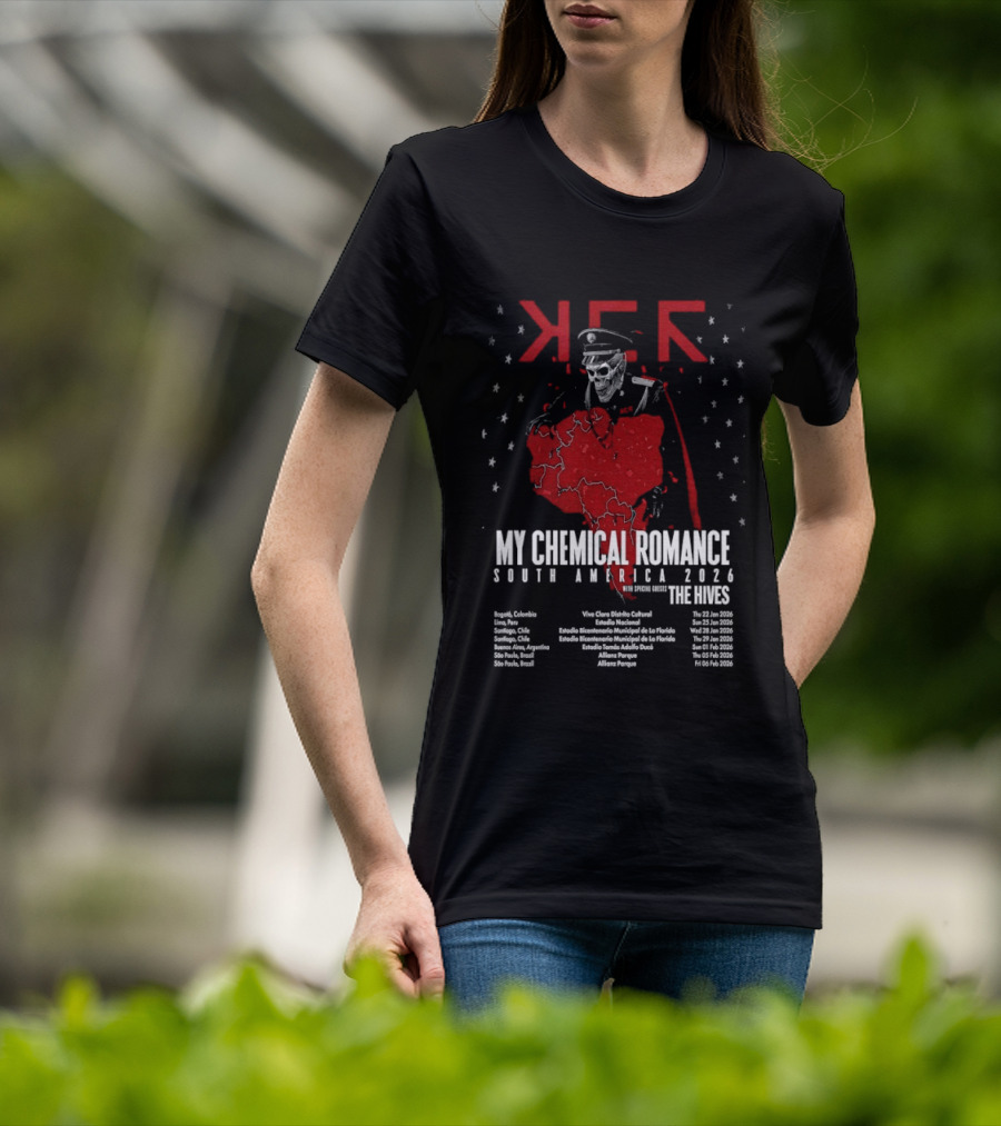 My Chemical Romance South America 2026 Tour The Hives Dates Cities Map Starry T-Shirt