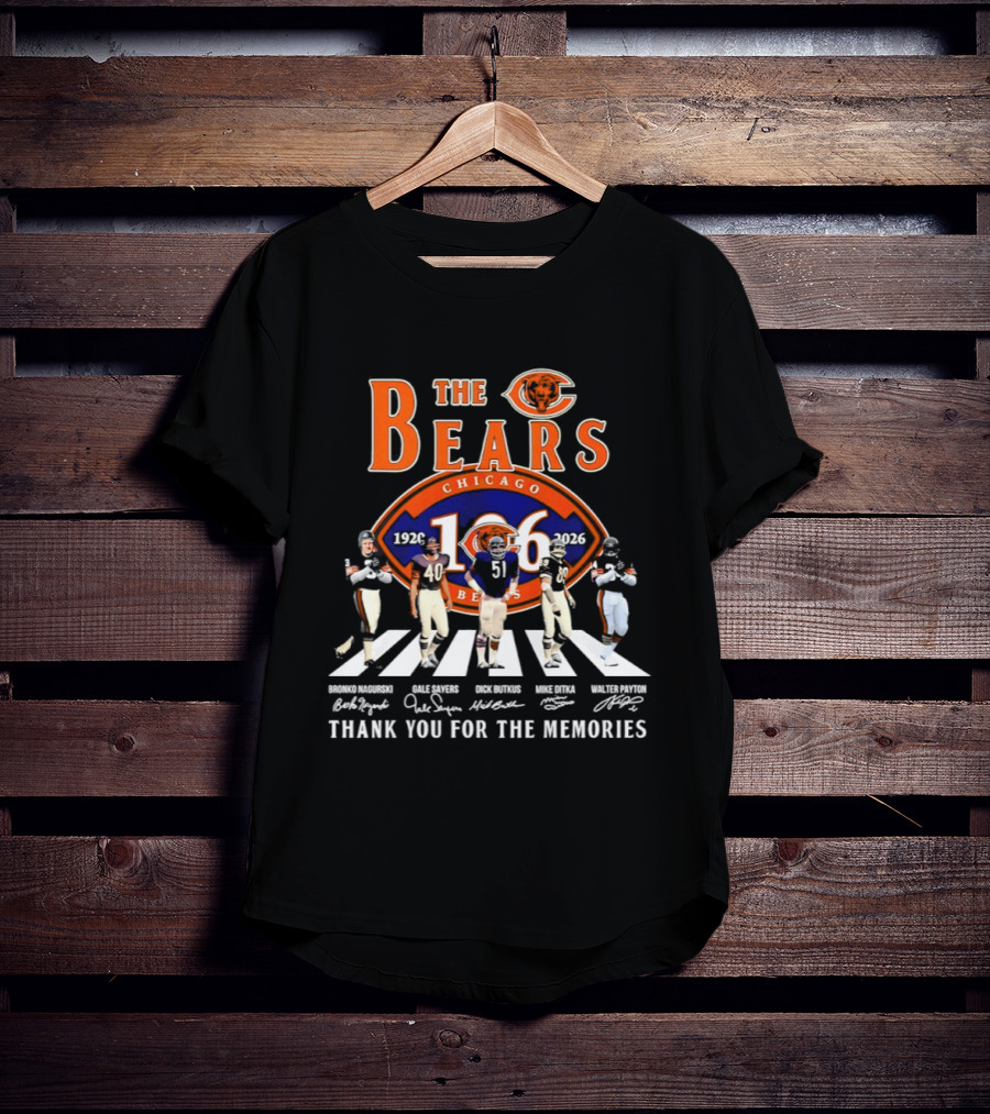 The Chicago Bears 106 Years 1920 2026 Player Road Thank You For The Memories T-Shirt