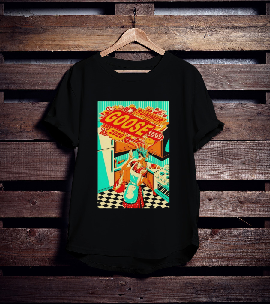 Goose Summer 2026 Tour Retro Kitchen Chaos With Surprised Housewife T-Shirt