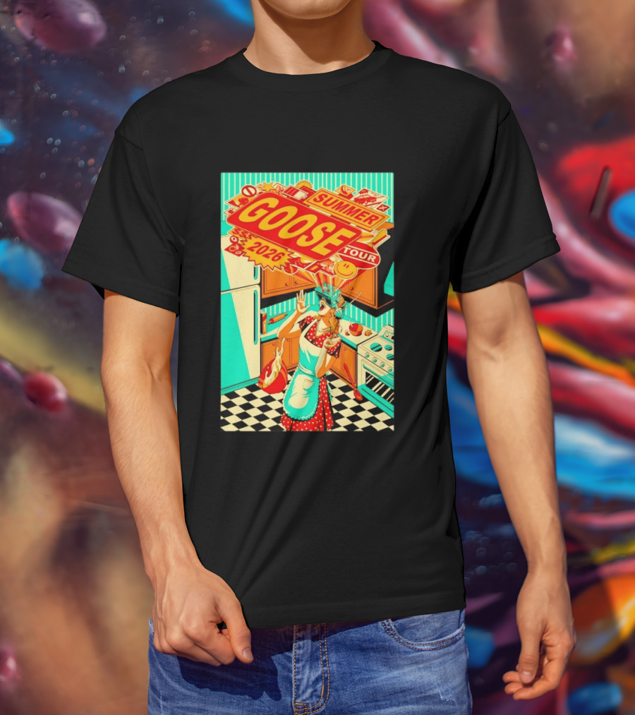 Goose Summer 2026 Tour Retro Kitchen Chaos With Surprised Housewife T-Shirt