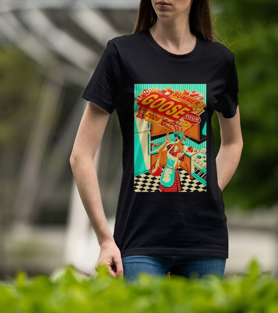 Goose Summer 2026 Tour Retro Kitchen Chaos With Surprised Housewife T-Shirt
