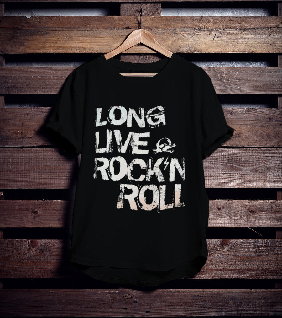Long Live Rock N Roll Skull And Lightning Bolt T-Shirt