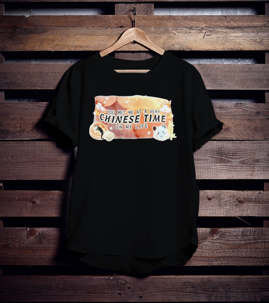 You Met Me At A Very Chinese Time Panda Dumplings Chopsticks Cat Pagoda T-Shirt