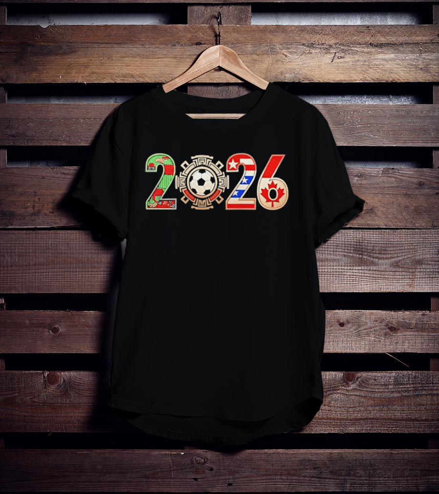 Three Nations One Game 2026 Soccer Cup USA Canada Mexico Flags And Soccer Ball T-Shirt