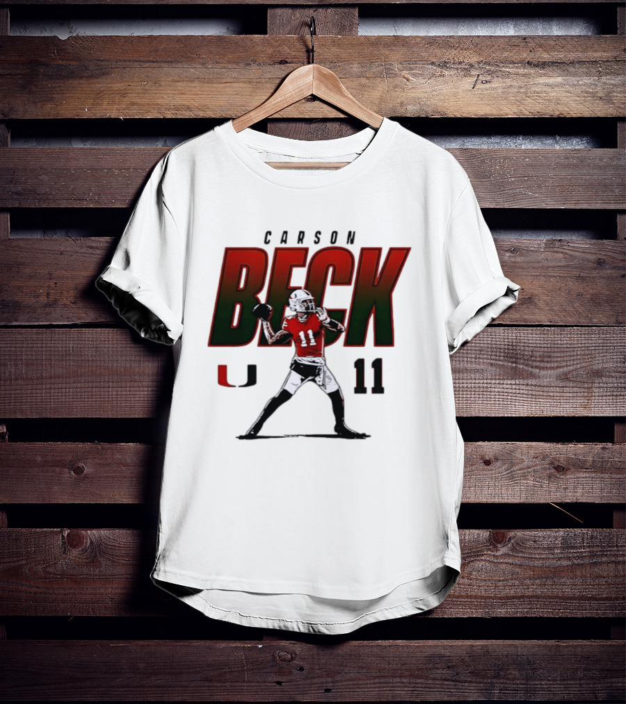 Carson Beck 11 Miami Hurricanes Football NCAA Legends Carrollton Caricature T-Shirt