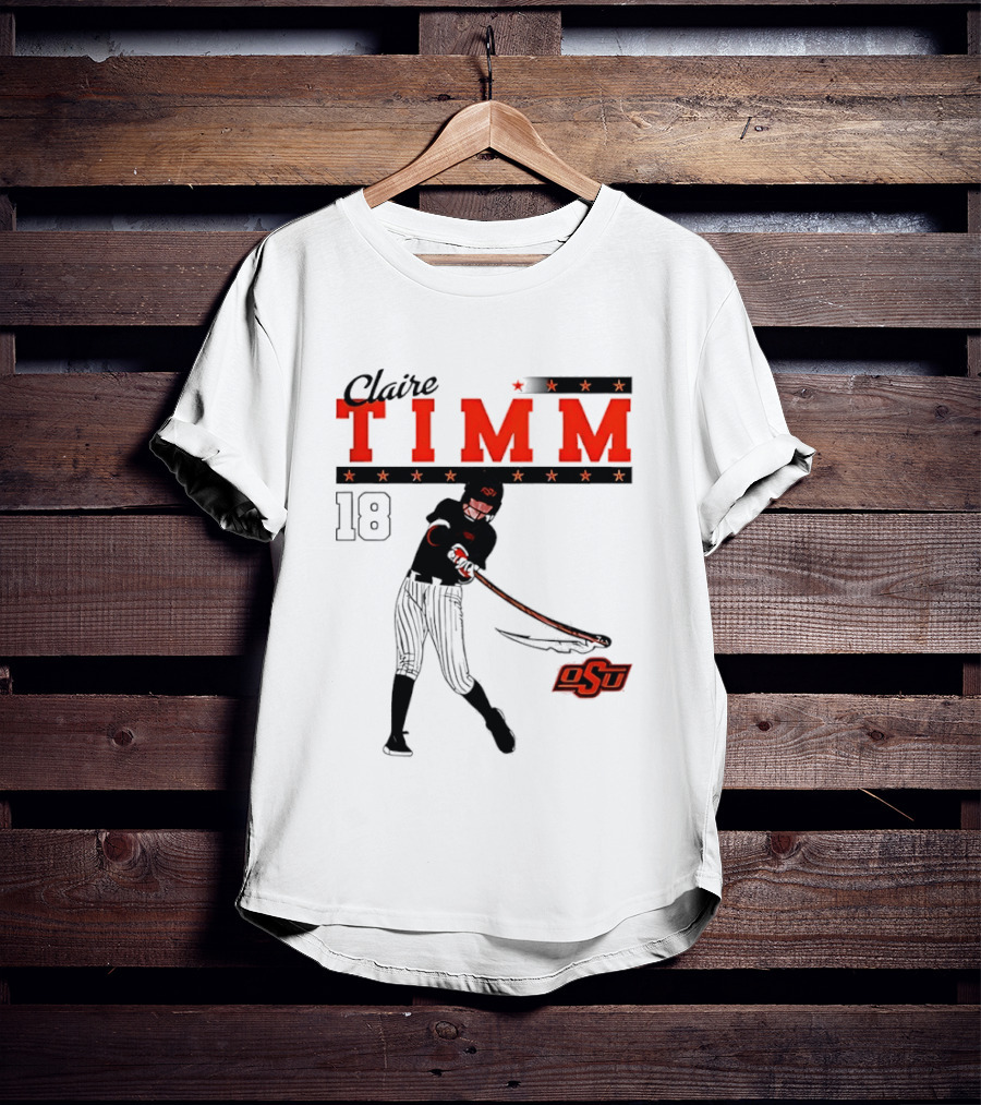 Claire Timm 18 OSU Cowgirls Softball Legend Player Caricature T-Shirt