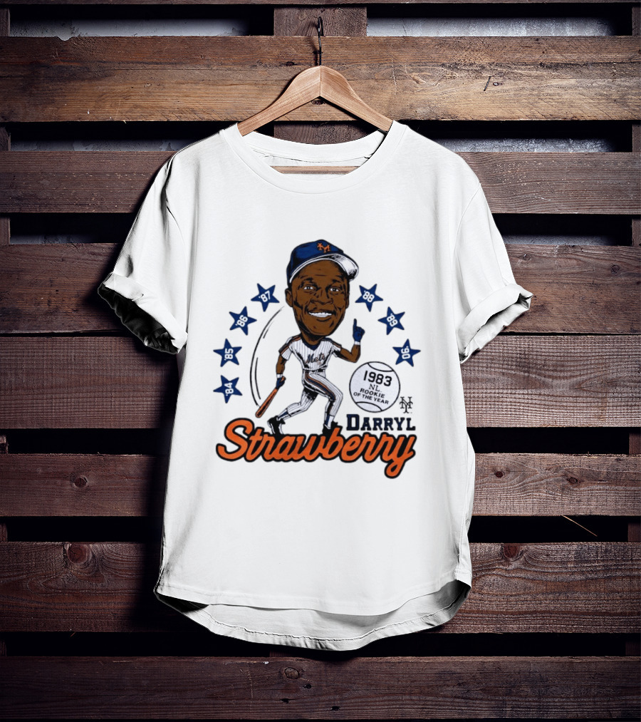 Darryl Strawberry New York Mets 1983 NL Rookie Of The Year Baseball Stars Icon 86 87 88 90 91 95 96 T-Shirt