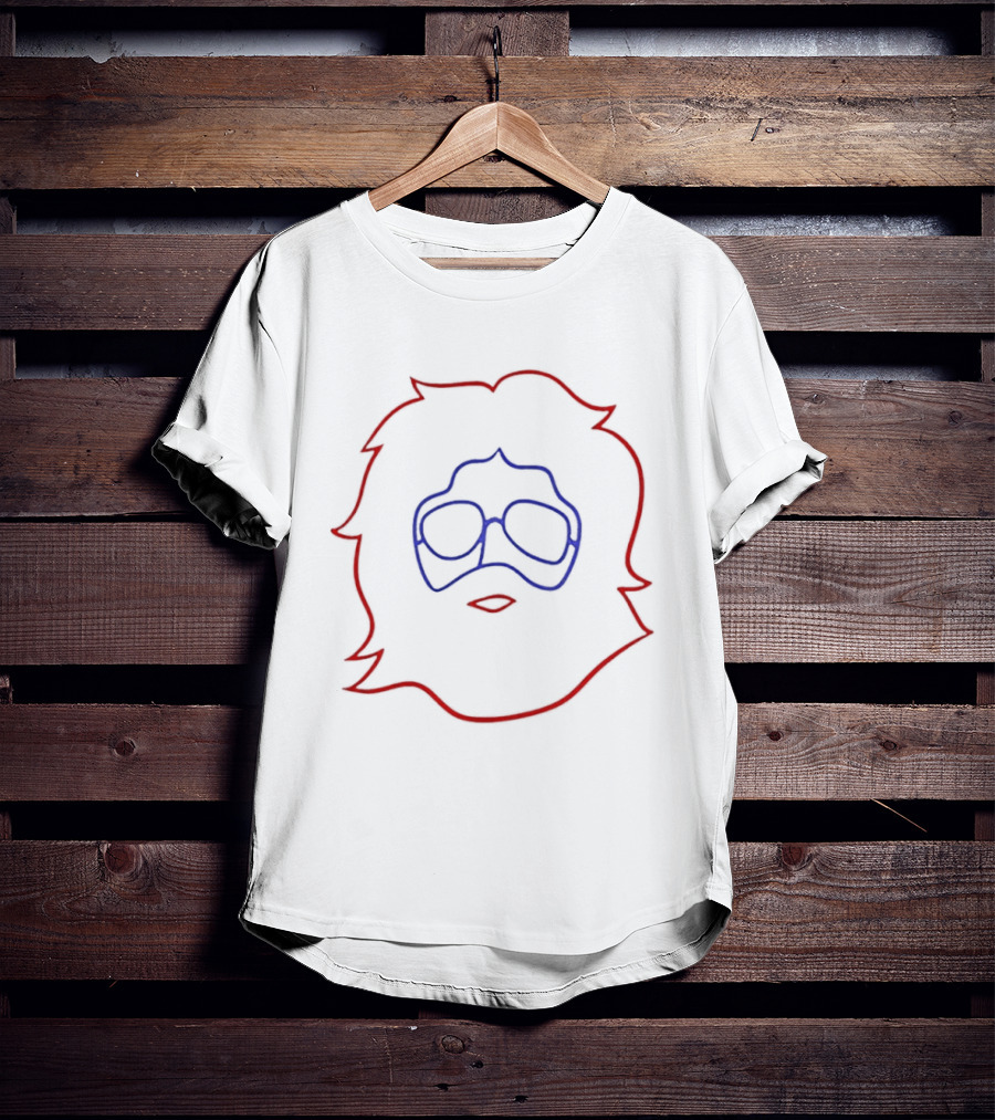 Jerry Garcia Life Coach Iconic Line Art Red Blue T-Shirt