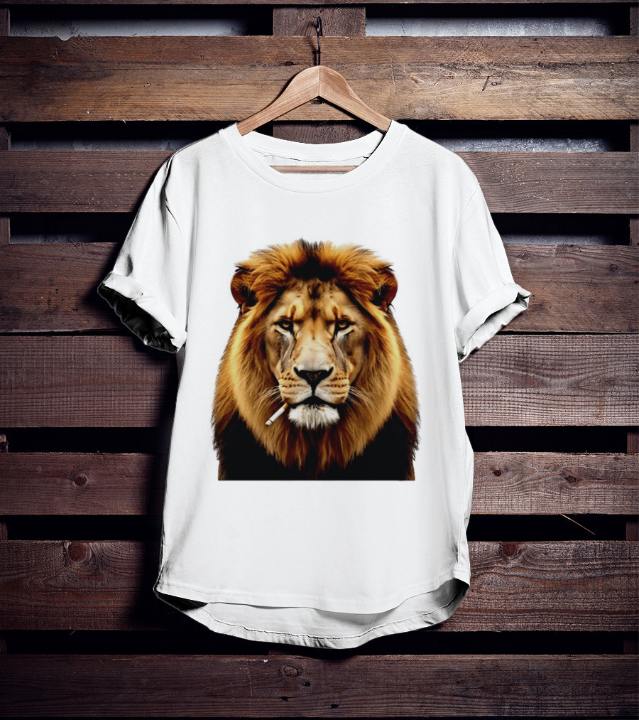Lion Smoking Cigarette Majestic Wild T-Shirt