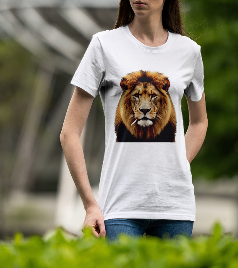 Lion Smoking Cigarette Majestic Wild T-Shirt