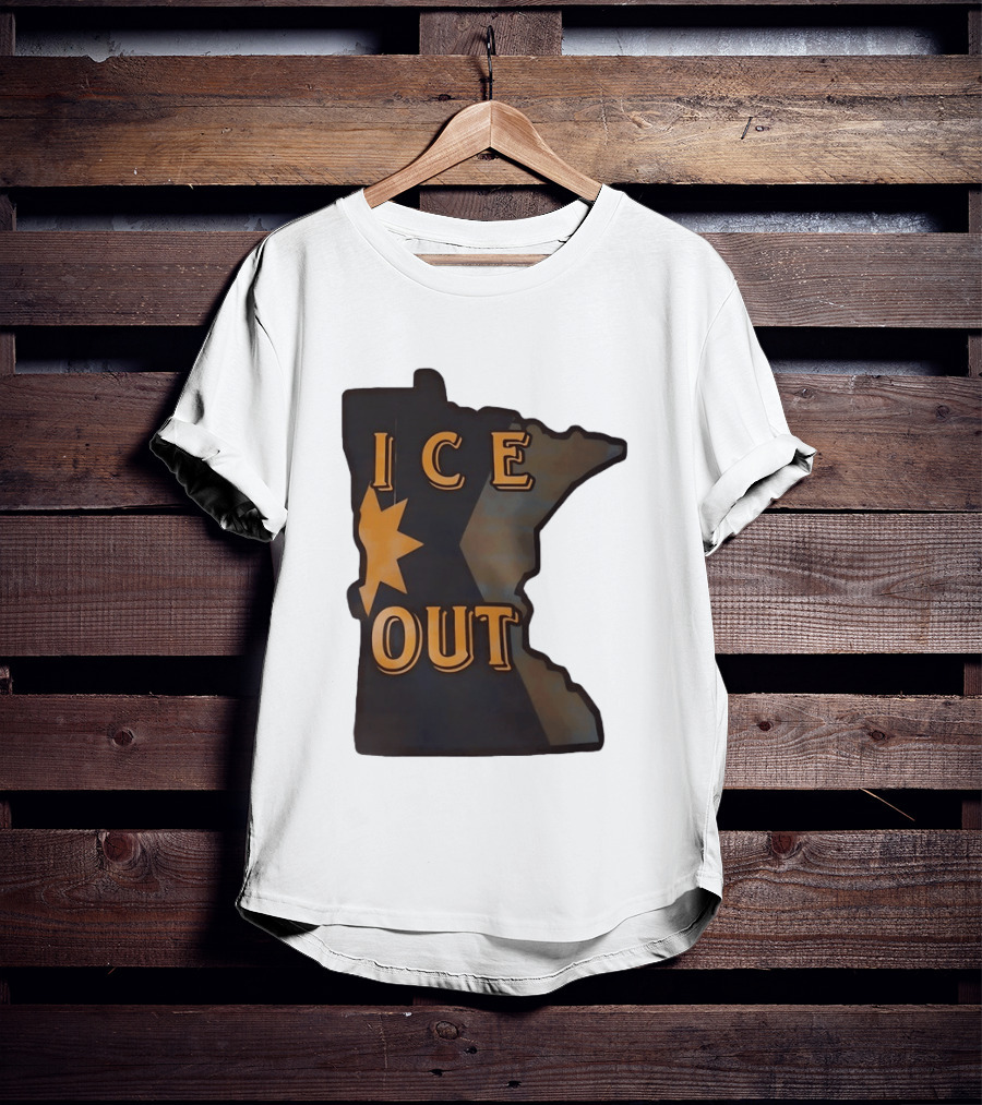 Minnesota Ice Out Bold Graphic State Map T-Shirt