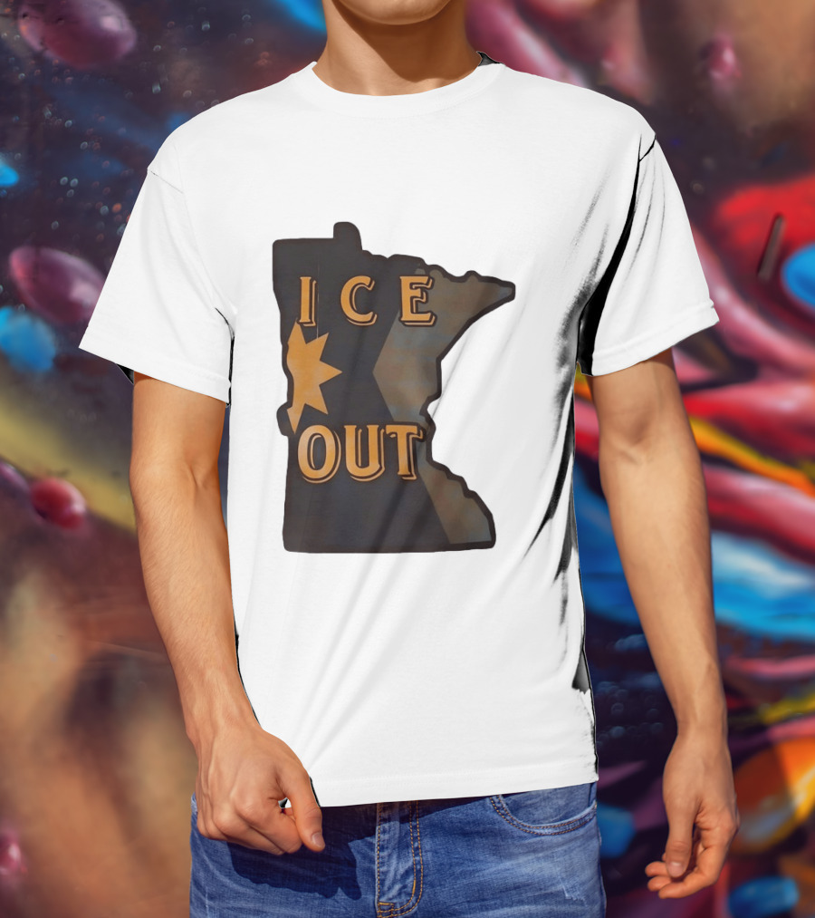 Minnesota Ice Out Bold Graphic State Map T-Shirt