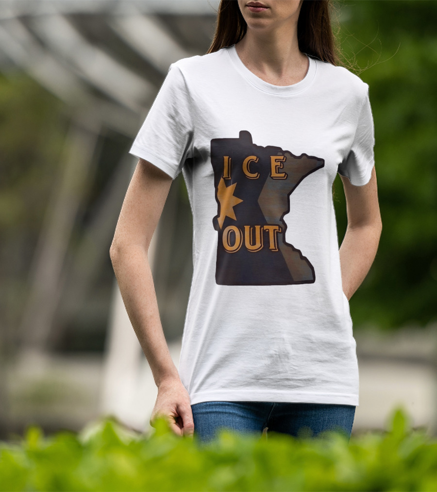 Minnesota Ice Out Bold Graphic State Map T-Shirt