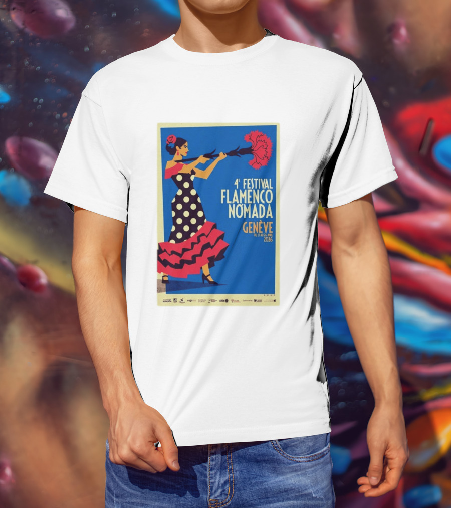 4º Festival Flamenco Nómada Genève 2026 Jan 27 April 26 Flamenco Dancer Polka Dot Dress T-Shirt