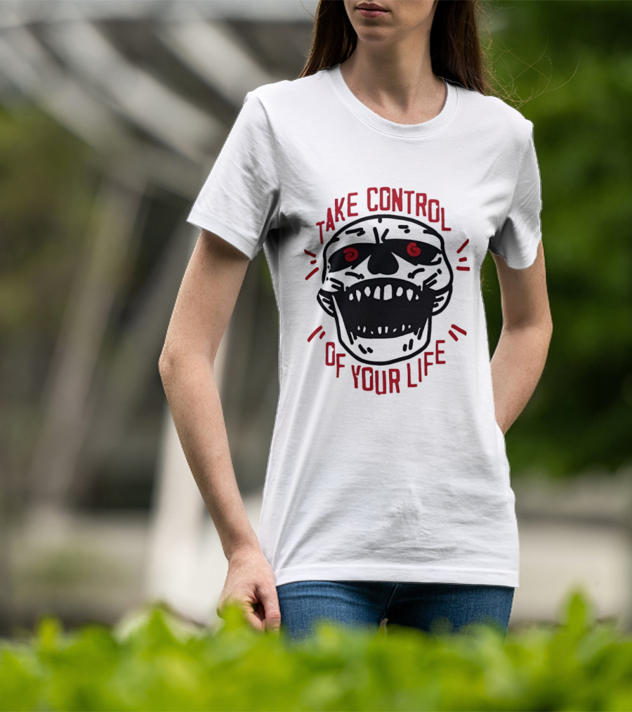 Take Control Of Your Life Skull Illustration With Red T-Shirt