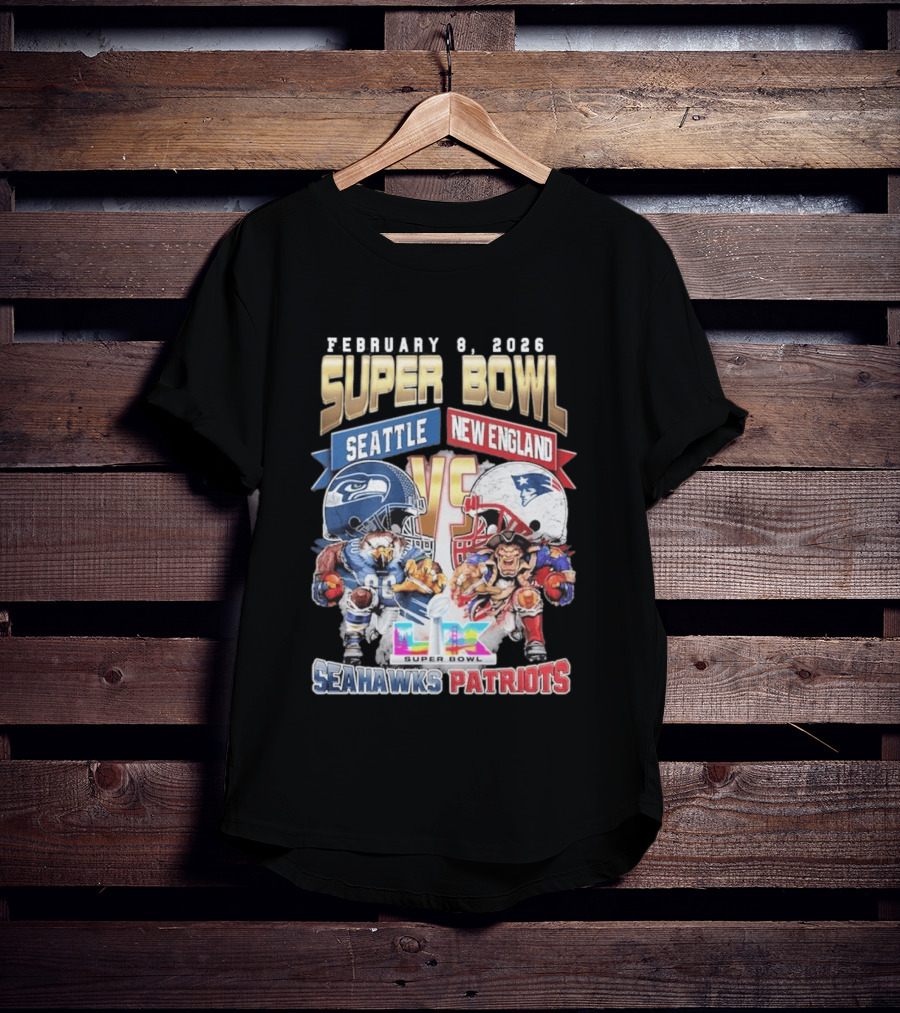 Seahawks Patriots February 8 2026 Super Bowl LX Seattle New England Matchup T-Shirt