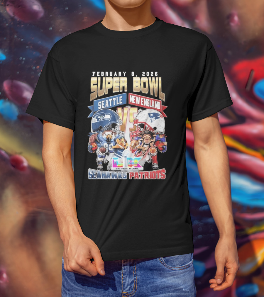 Seahawks Patriots February 8 2026 Super Bowl LX Seattle New England Matchup T-Shirt