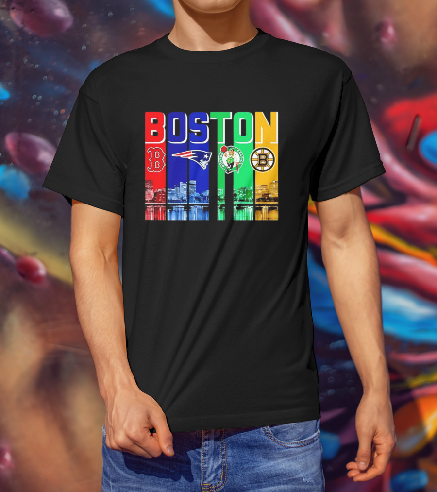 Boston Red Sox New England Patriots Celtics Bruins Mashup Sports Boston T-Shirt